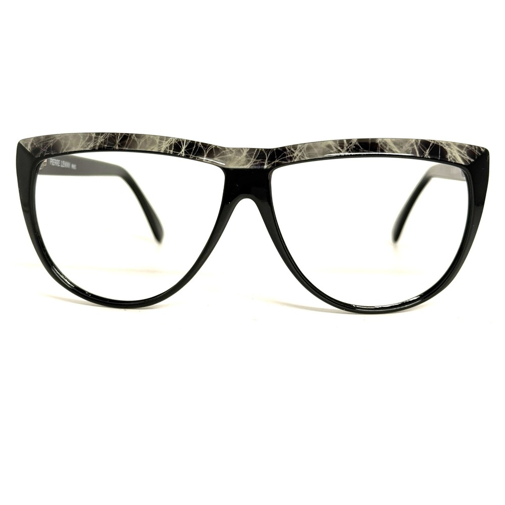 Pierre Leman Paris Vintage Eyeglasses Black Marble Oversized Frames